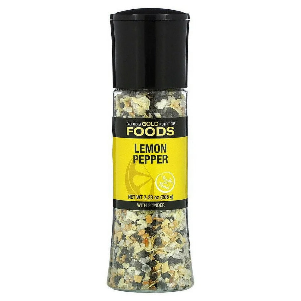 California Gold Nutrition, FOODS - Lemon & Pepper Salt Grinder, 7.23 Oz Pack of 2