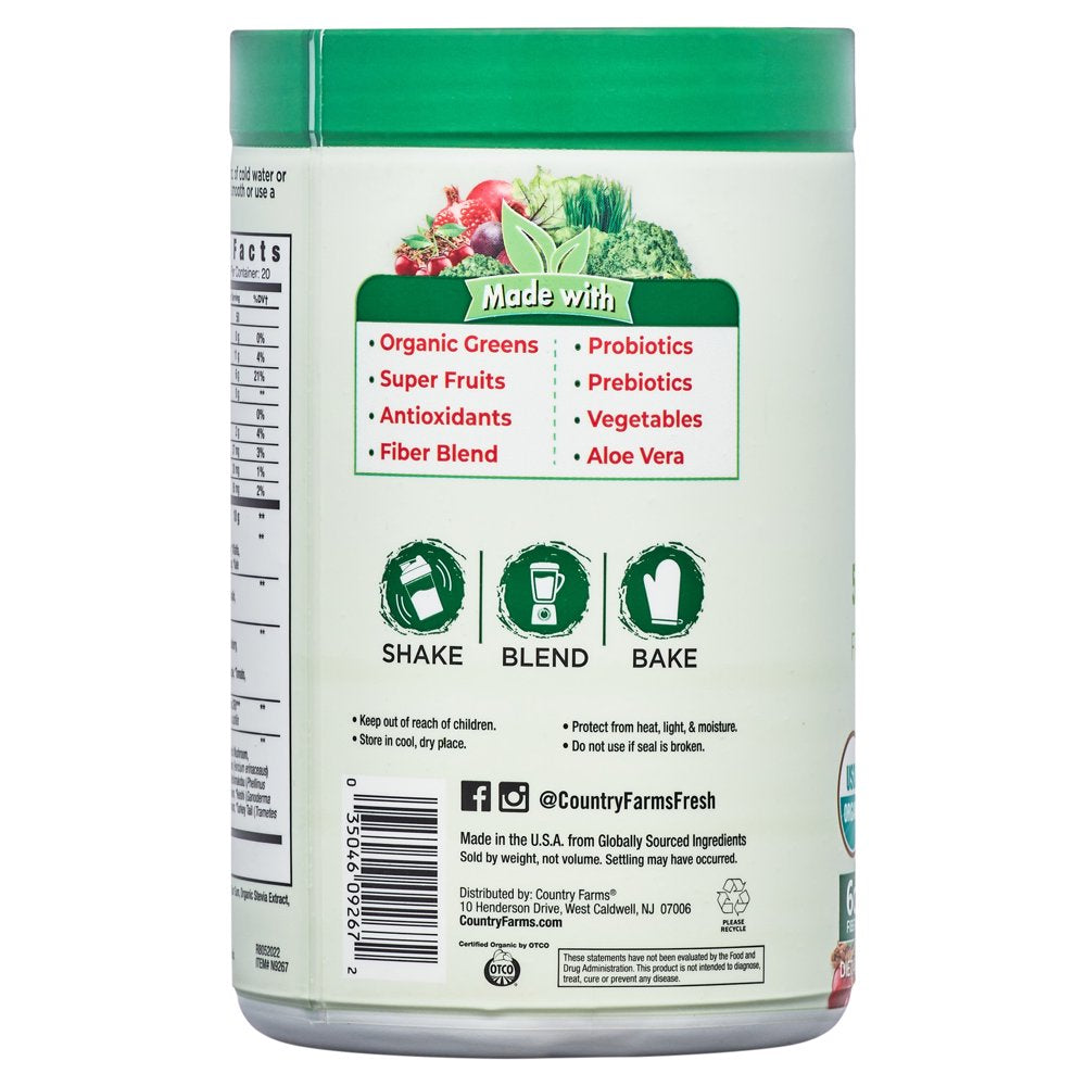 Country Farms Super Greens, Alkalizing Formula, Unflavored, 10.6 Oz (300 G)