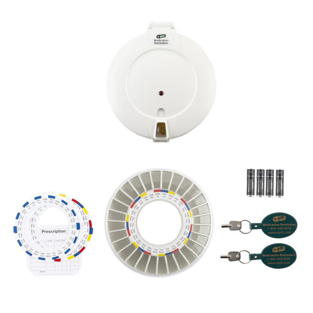 E-Pill Station - Locked Automatic Pill Dispenser with Tipper Base - White Lid