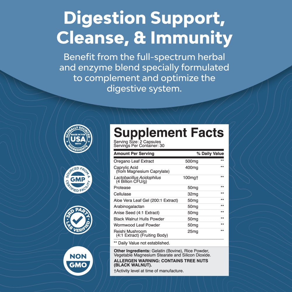 Candida Complex with Digestive Enzymes - Nature'S Craft Candida Support Complex 60Ct Capsules - Digestive Enzyme Formula with Probiotics & Oregano Leaf Extract
