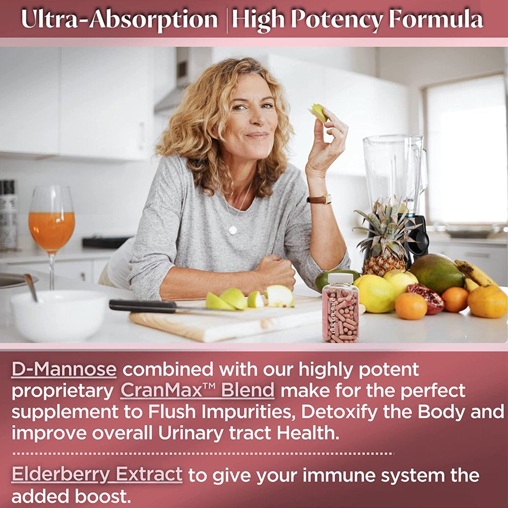 Doctor Safe D Mannose Supplement with Cranberry Extract for Urinary Health Support, 120 Capsules