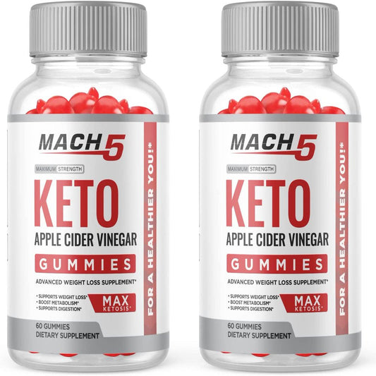 (2 Pack) Mach 5 Keto ACV Gummies - Supplement for Weight Loss - Energy & Focus Boosting Dietary Supplements for Weight Management & Metabolism - Fat Burn - 120 Gummies - Nutricity.com.au