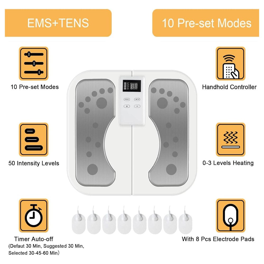 Electric Feet Massager Physiotherapeutic Device for Body Muscle Pain Relief and Neuropathy, Foot Legs Circulation Reflexology Machine for Ankles Knee and Calf