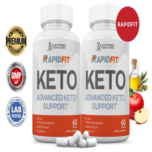 (2 Pack) Rapid Fit Keto ACV Pills 1275Mg Alternative to Gummies Dietary Supplement 120 Capsules - Nutricity.com.au
