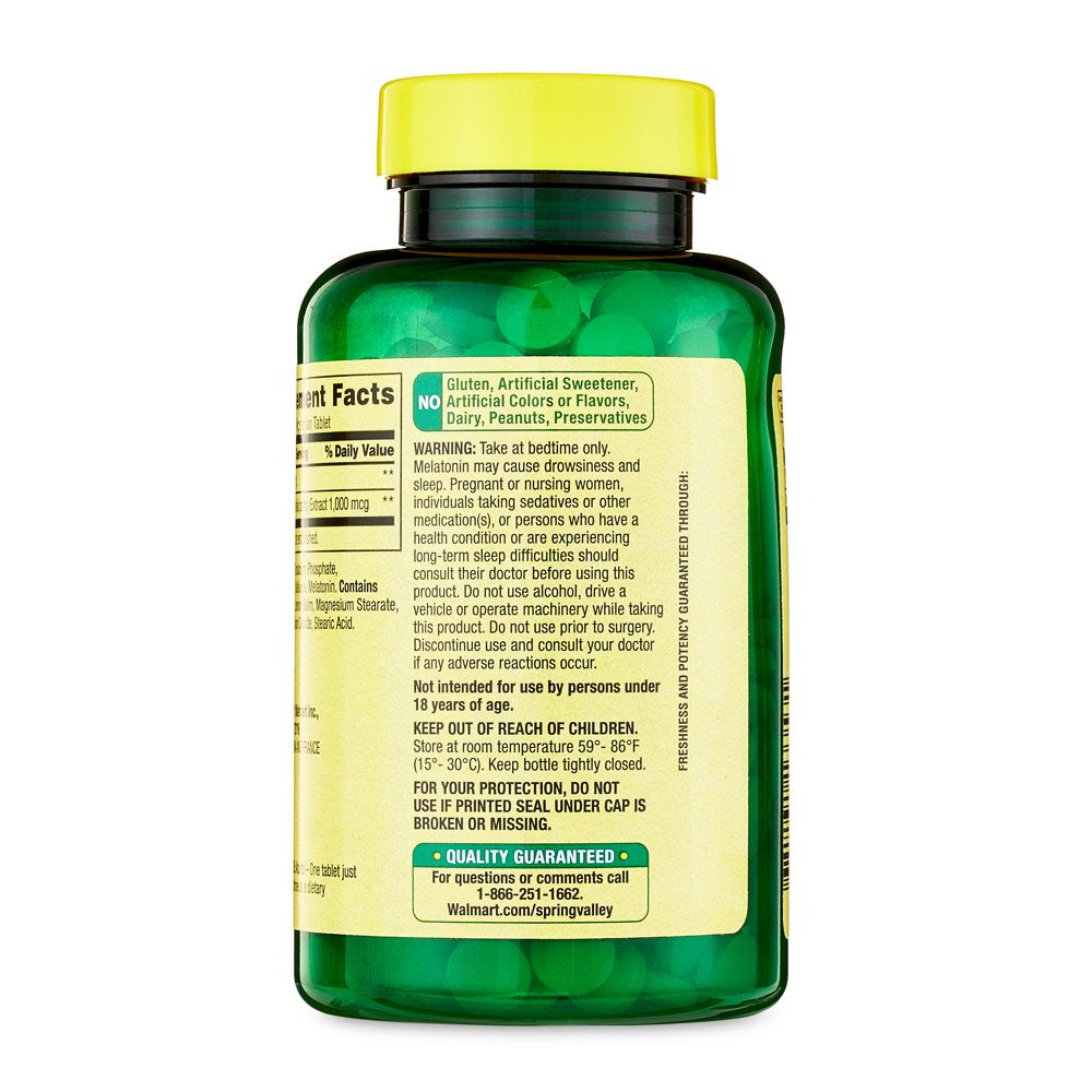 Spring Valley Extra Strength Melatonin Tablets Dietary Supplement, 10 Mg, 120 Count