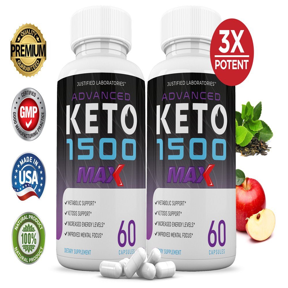(2 Pack) Advanced Keto 1500 Max 1200MG Pills Advanced Ketogenic Supplement Real Exogenous Ketones Ketosis Support for Men Women 120 Capsules - Nutricity.com.au