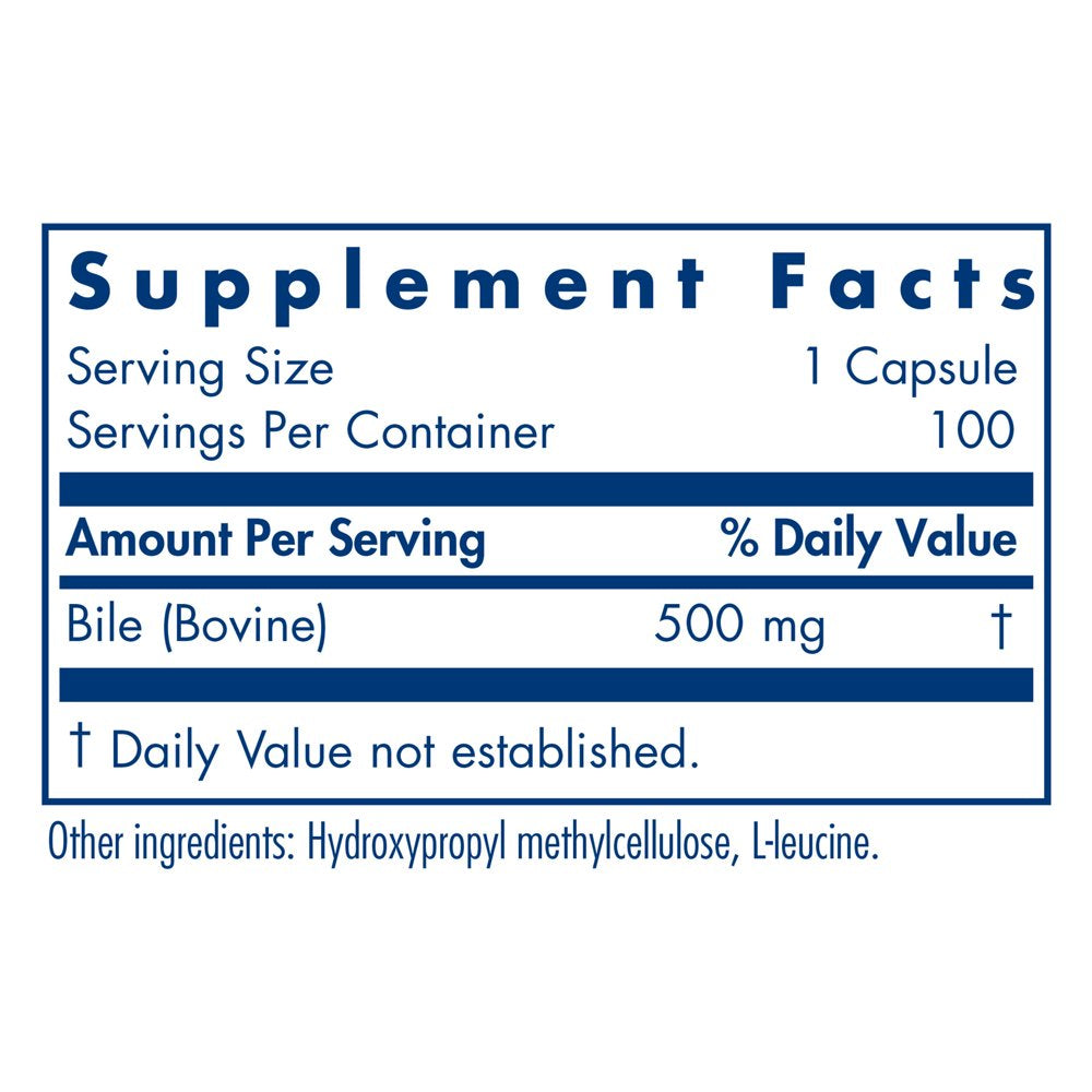 Allergy Research Group - Ox Bile 500 Mg - Fat Digestion, Liver/Metabolic/Gi Support - 100 Vegicaps