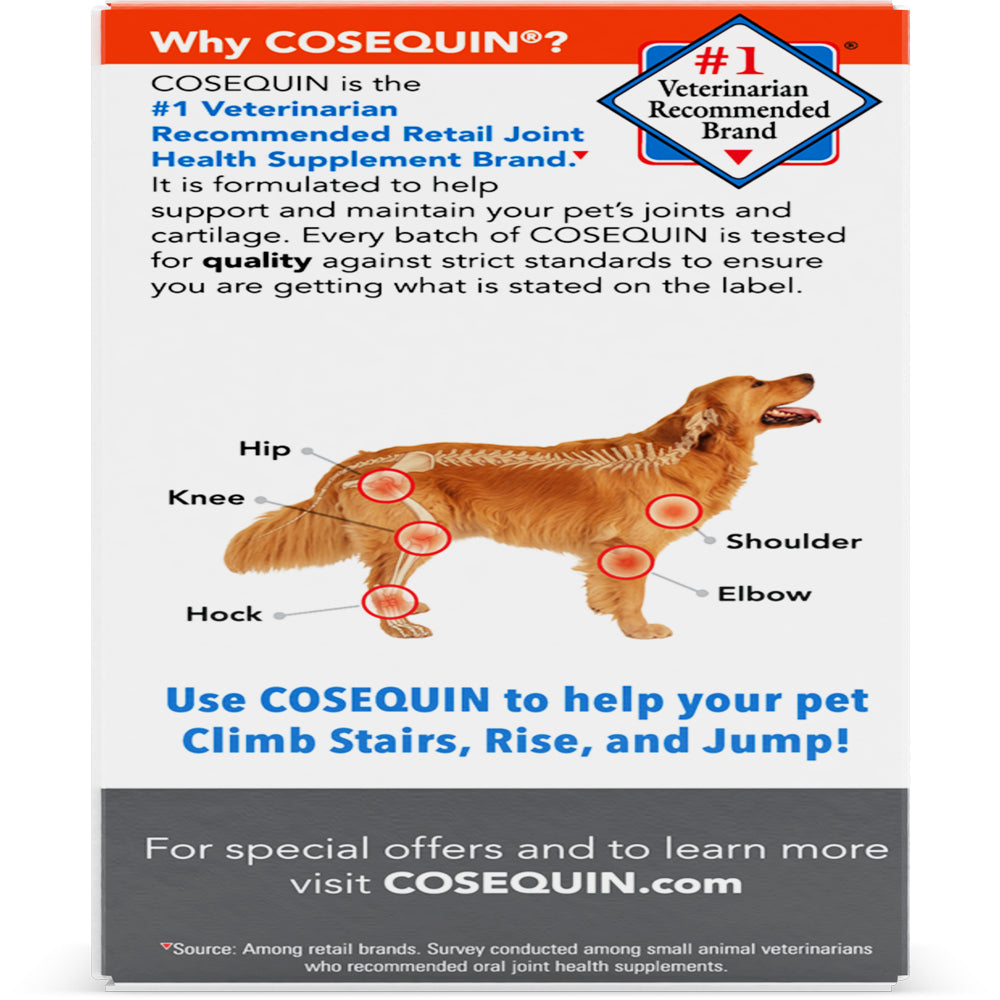 Cosequin Joint Health Supplement for Dogs, Maximum Strength plus MSM Chewable Tablets 60Ct