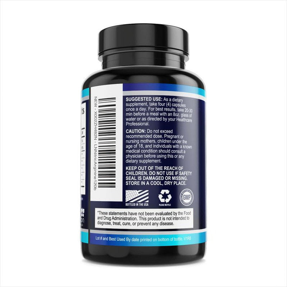 Extra Strength Nitric Oxide Supplement L Arginine 3X Strength - Citrulline Malate, AAKG, Beta Alanine - Premium Muscle Supporting Nitric Booster for Energy & Strength to Train Harder - 120 Capsules