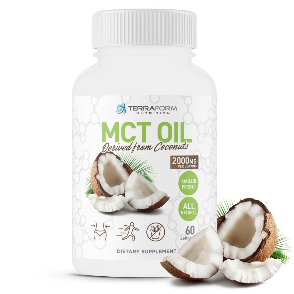 MCT Oil Pills - Derived from Coconut - Supports Energy Levels, Healthy Weight Loss Healthy Skin & Hair Growth - Maximum Strength 2000Mg per Serving- Made in USA - 1 Month