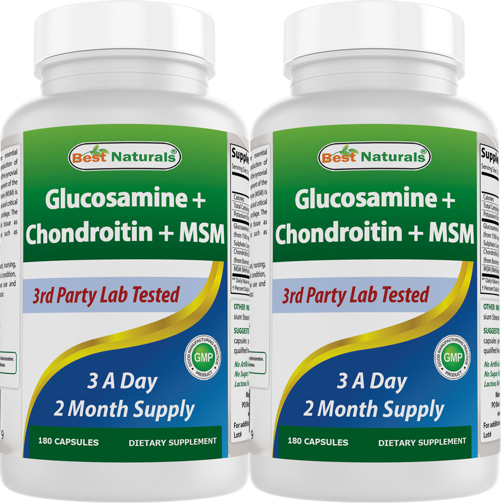 2 Pack Best Naturals Glucosamine, Chondroitin & MSM 180 Capsules | Joint Support