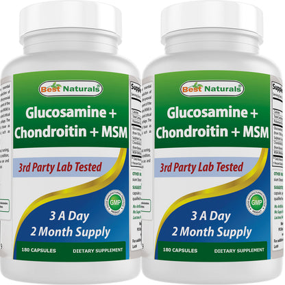 2 Pack Best Naturals Glucosamine, Chondroitin & MSM 180 Capsules | Joint Support