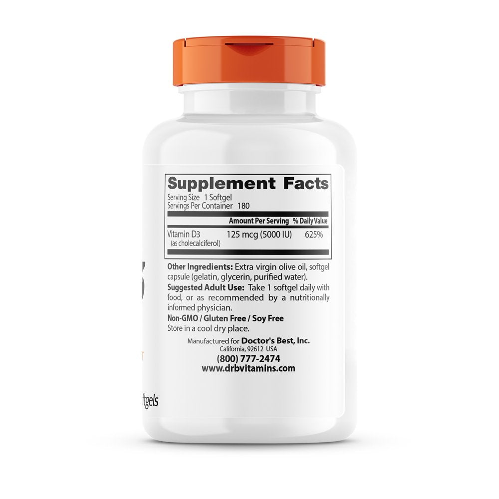 DOCTORS BEST VITAMIN D3 180 SG - Pack of 1