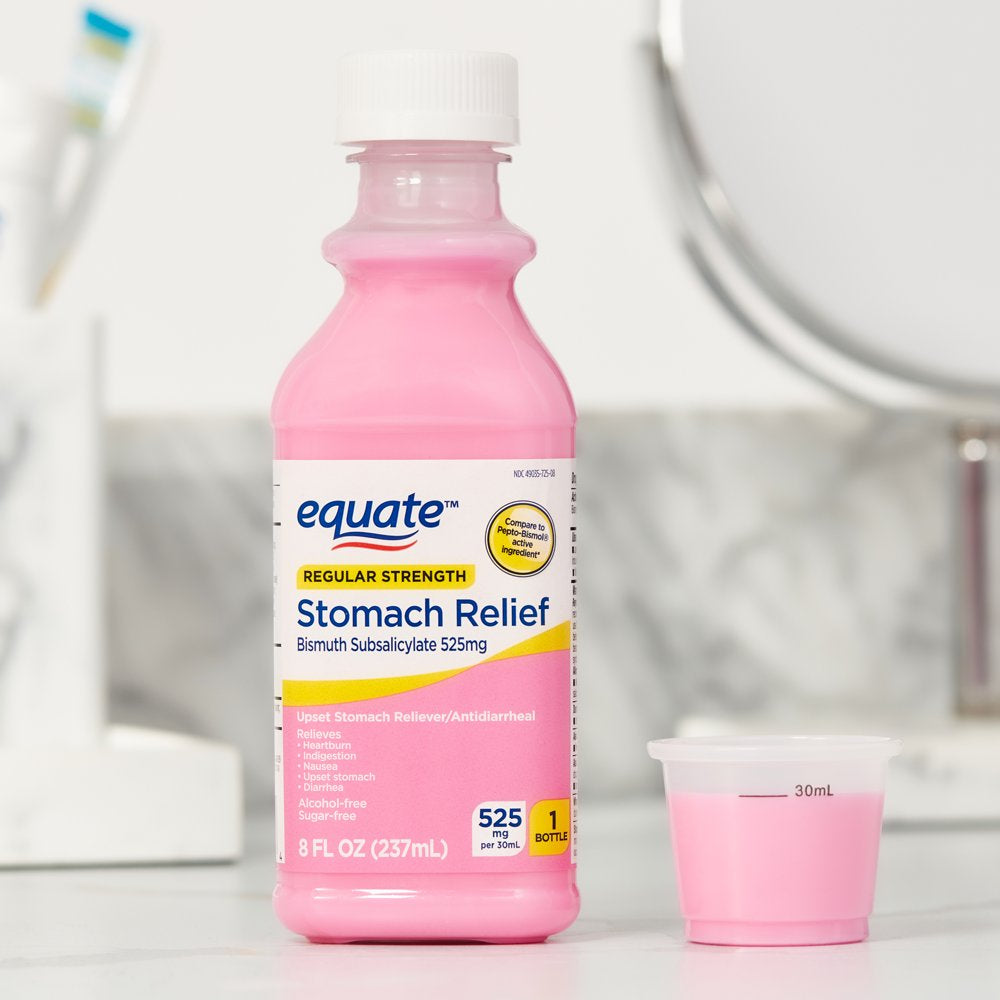 Equate Upset Stomach Relief Bismuth Liquid, Regular Strength, 8 Fl Oz