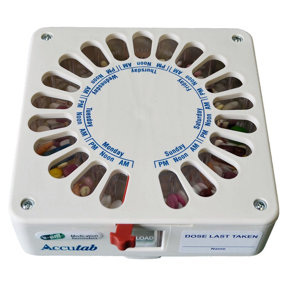 E-Pill Accutab - Manual Pill Dispenser - 7 Day X 3 Compartments per Day – Large Capacity. Bonus Filling Tray