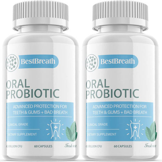 (2 Pack) Best Breath - Advanced Oral Probiotics Formula for Healthy Teeth and Gums, Fresh Breath, Ear, Nose, Throat, and Immune Health Supplement - 120 Capsules - Nutricity.com.au