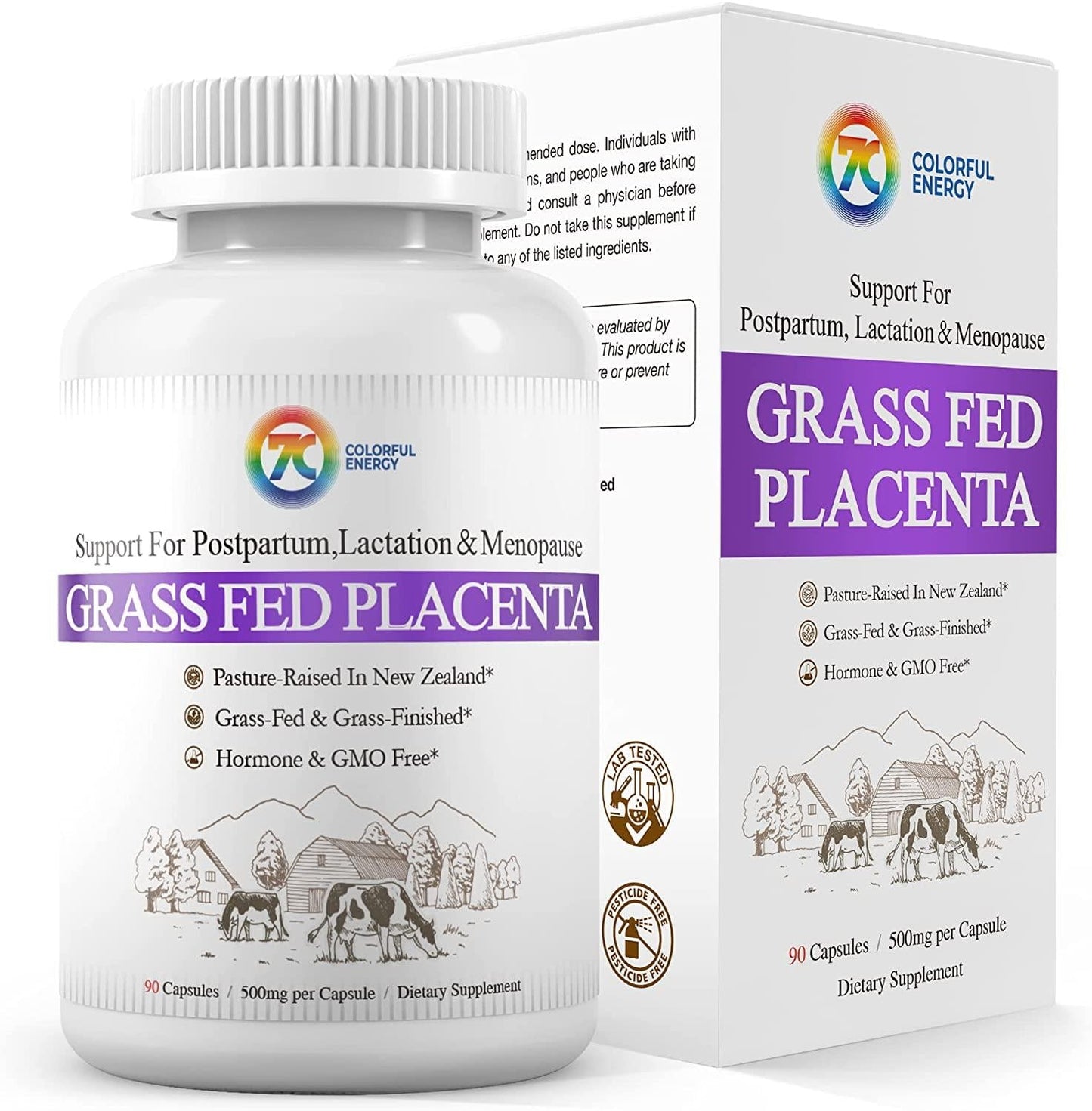 7C Bovine Placenta Peptides,Natural Nutritional Support for Menopause,Postpartum, Lactation,Support Skin Regeneration,Unflavored, Hormone-Free,Non-GMO(30 Servings)