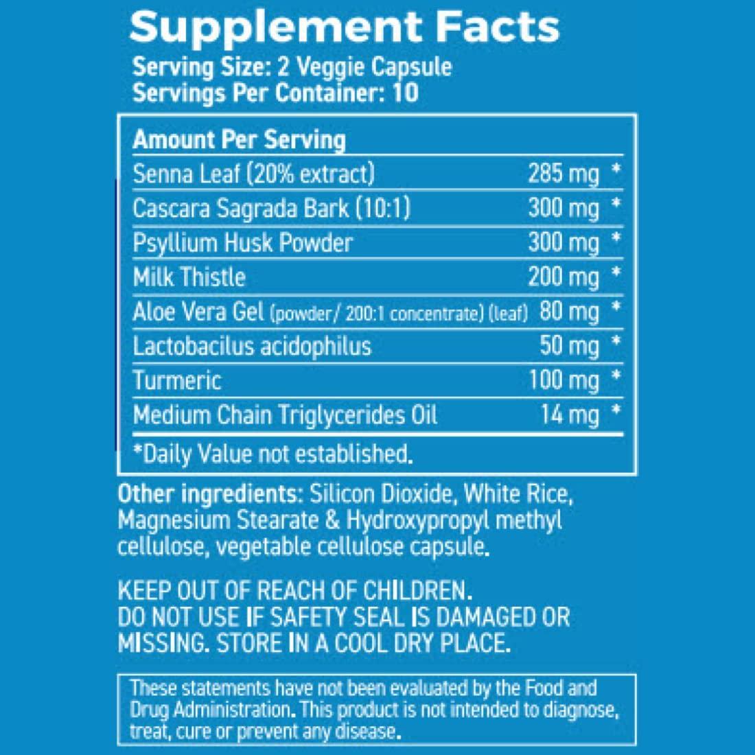 7 Day Bowel Colon Cleanse and Detox | May Support Weight Loss and Healthy Bowel Movements | with Probiotics | 20 Capsules