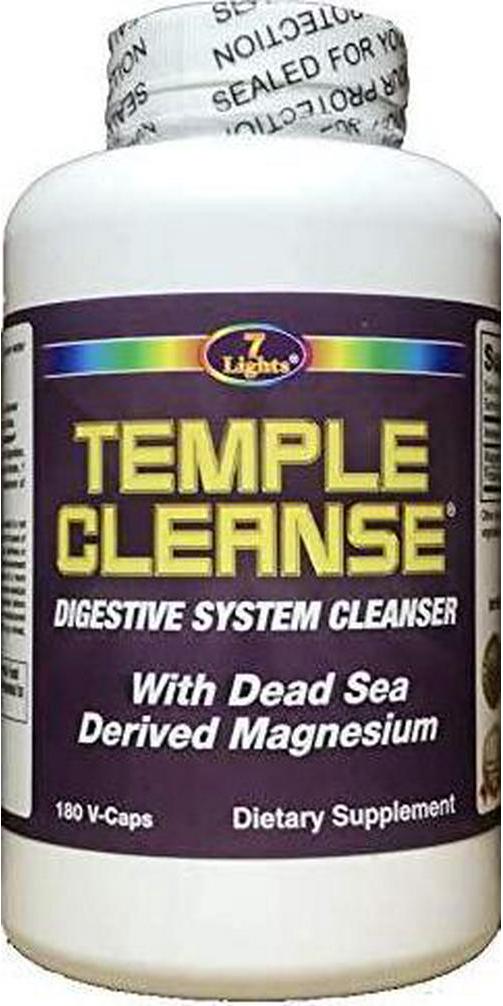 7 Lights Temple Cleanse 180 Capsules, Magnesium, Oxygen-Based Colon Cleanse Detox
