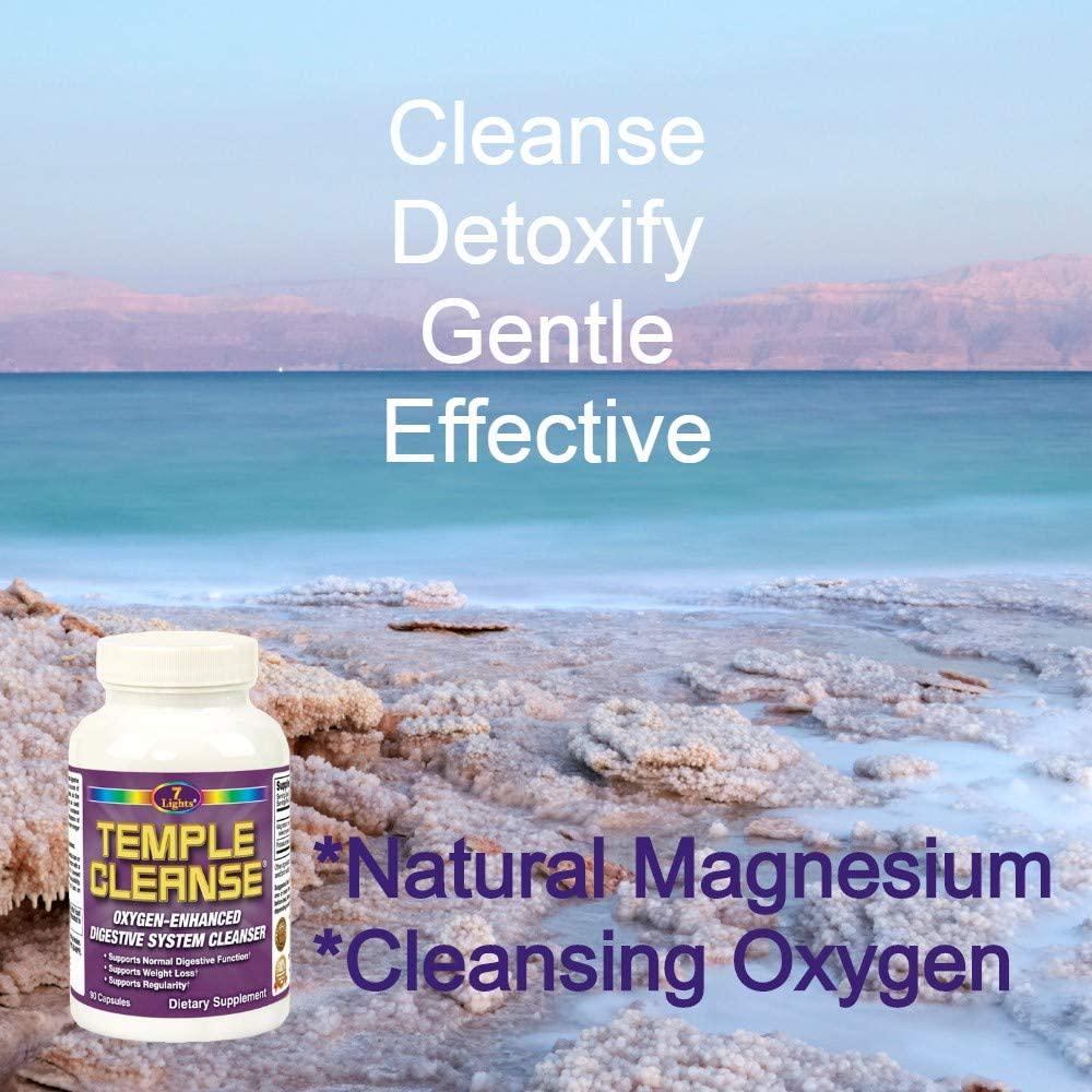 7 Lights Temple Cleanse 90 Capsules, Magnesium, Oxygen-Based Colon Cleanse Detox