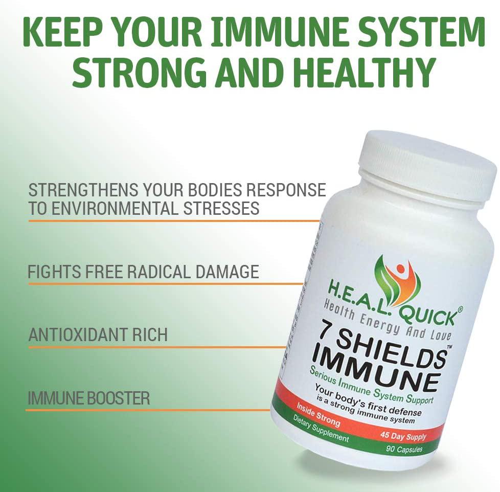 7 Shields Immune Support with Vitamin C, Ginger, Echinacea, Garlic, Turmeric, B-12 and Cayenne Pepper 90 Capsules