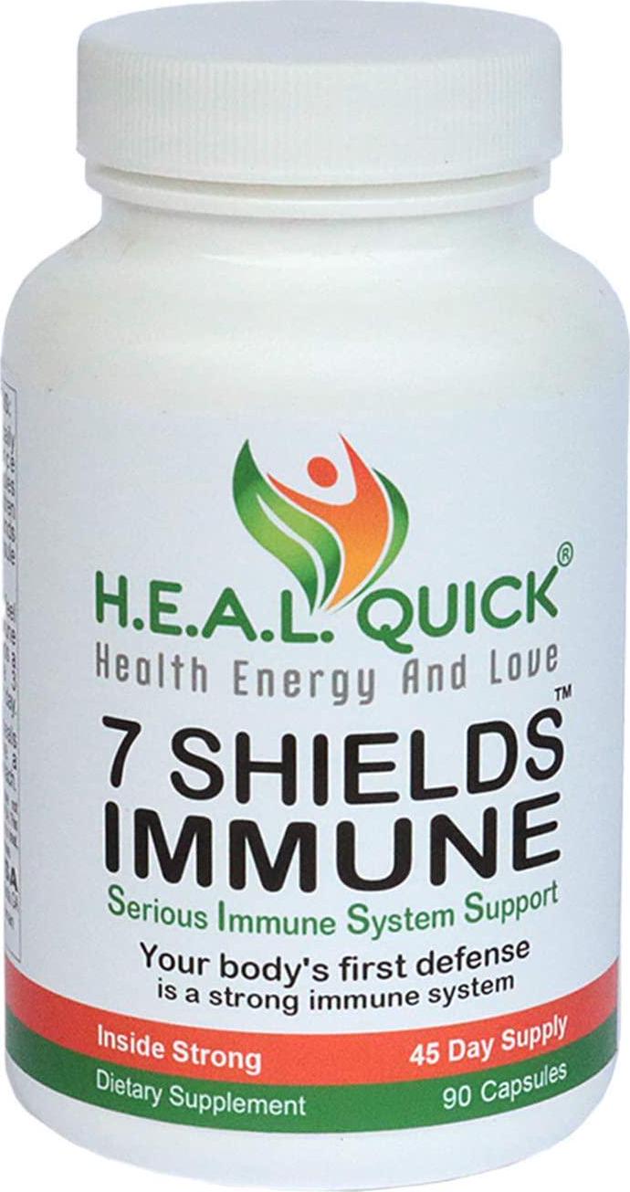 7 Shields Immune Support with Vitamin C, Ginger, Echinacea, Garlic, Turmeric, B-12 and Cayenne Pepper 90 Capsules