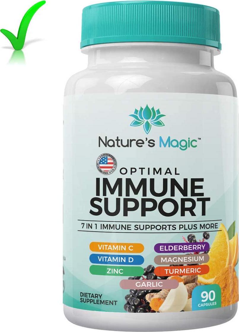 7 in 1 Immune Support Supplement, Immune Defense, Immune Booster, 90 Count with Elderberry, Selenium, Vitamin C, Vitamin D, Magnesium, Zinc, Turmeric, Quercetin Plus More. Veggie Capsules