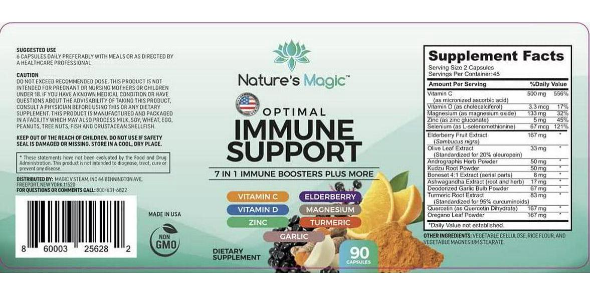 7 in 1 Immune Support Supplement, Immune Defense, Immune Booster, 90 Count with Elderberry, Selenium, Vitamin C, Vitamin D, Magnesium, Zinc, Turmeric, Quercetin Plus More. Veggie Capsules