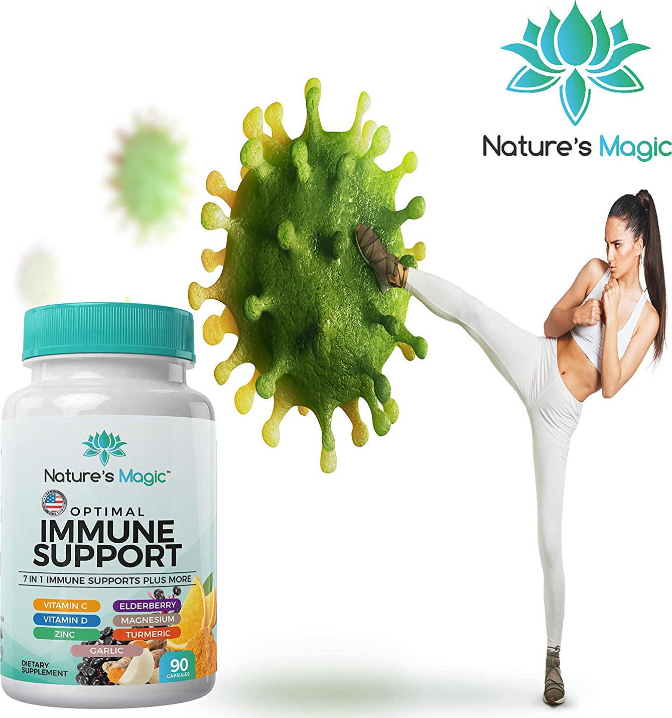 7 in 1 Immune Support Supplement, Immune Defense, Immune Booster, 90 Count with Elderberry, Selenium, Vitamin C, Vitamin D, Magnesium, Zinc, Turmeric, Quercetin Plus More. Veggie Capsules