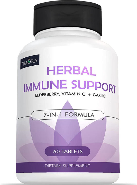 7 in 1 Immune Support Organic Elderberry Vitamin C Immunity Defense, TIMORA Garlic Ginger Support Daily Multivitamin, Zinc Magnesium for Adults Kids Stronger Immune System,Gluten-Free Vegan Friendly