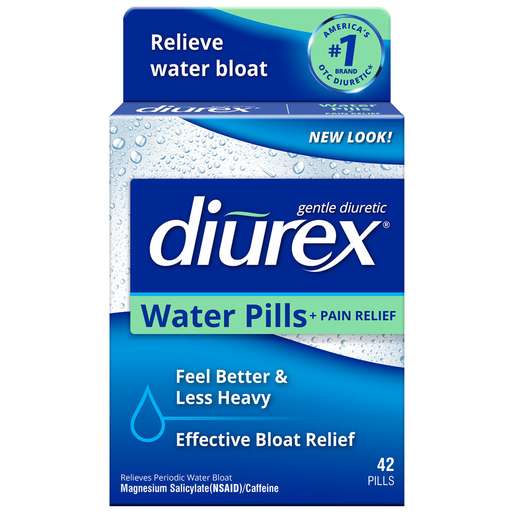 Diurex Water Pills + Pain Relief - Relieve Water Bloat, Cramps, & Fatigue - 42 Ct