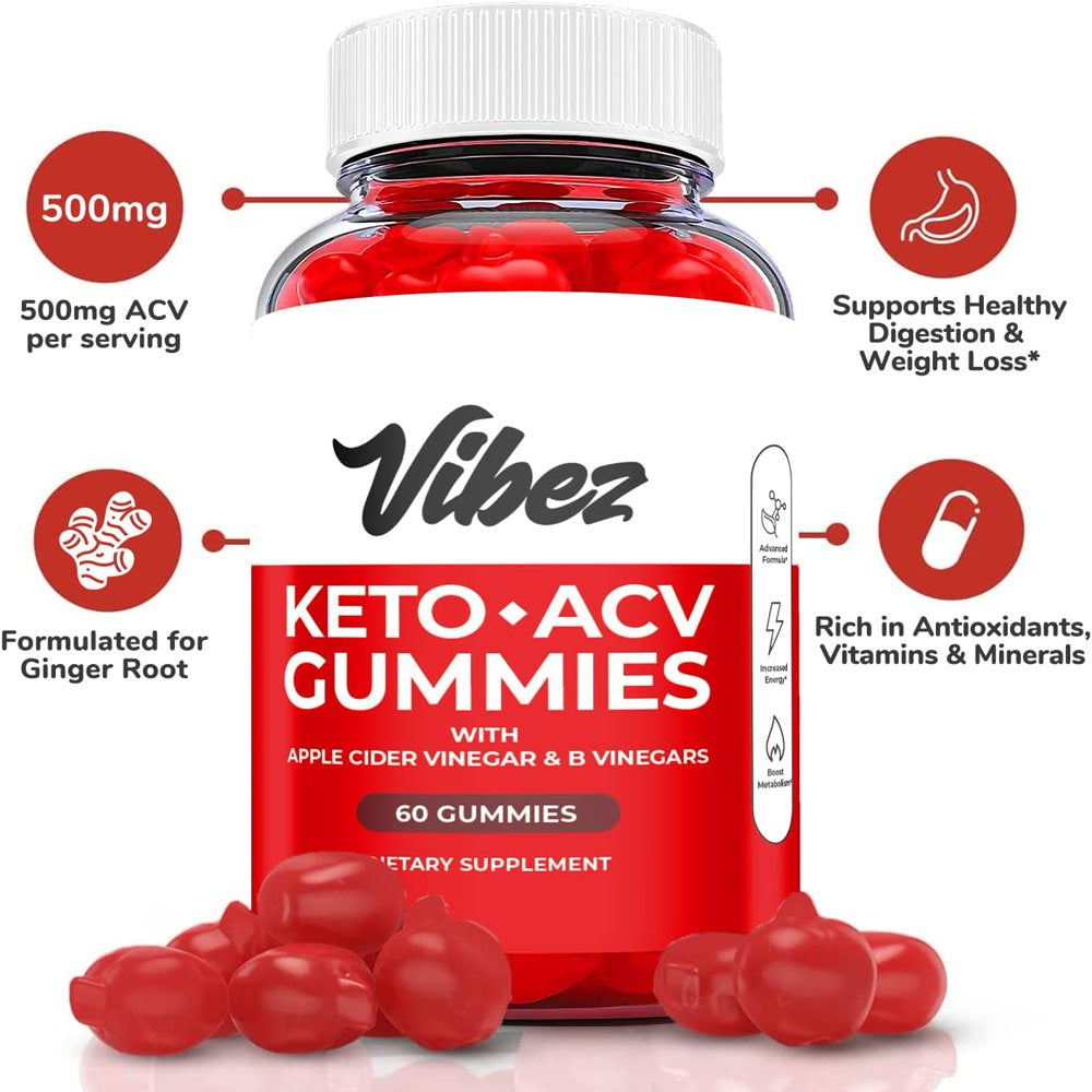 (5 Pack) Vibez Keto ACV Gummies - Supplement for Weight Loss - Energy & Focus Boosting Dietary Supplements for Weight Management & Metabolism - Fat Burn - 300 Gummies