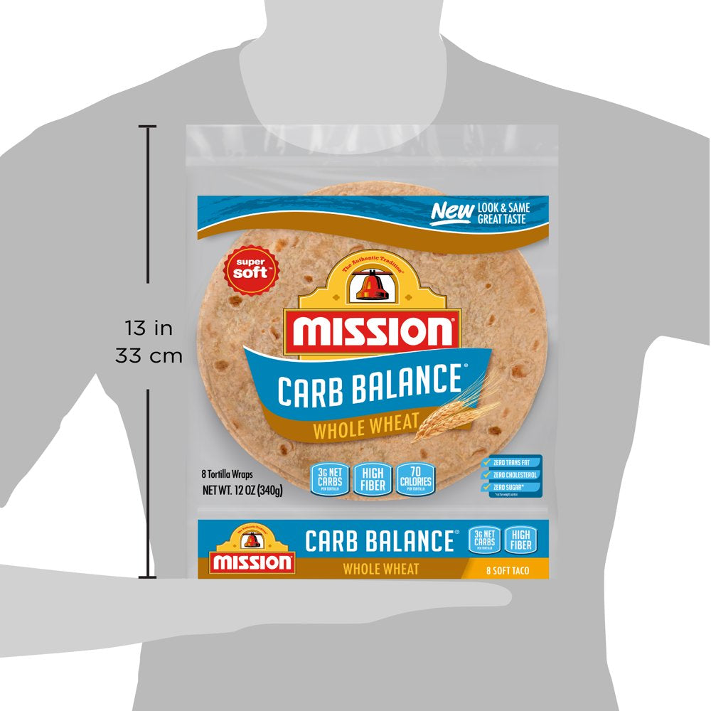Mission Carb Balance Soft Taco Whole Wheat Tortillas, 8 Count