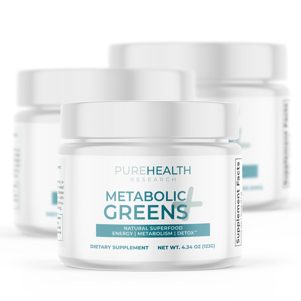 Metabolic Greens+ by Purehealth Research - Green Superfood -Natural Weight Loss Powder Supplement, 3 Bottles
