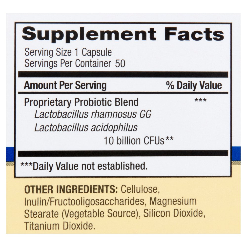 Equate Digestive Health Probiotic Capsules, 50 Count