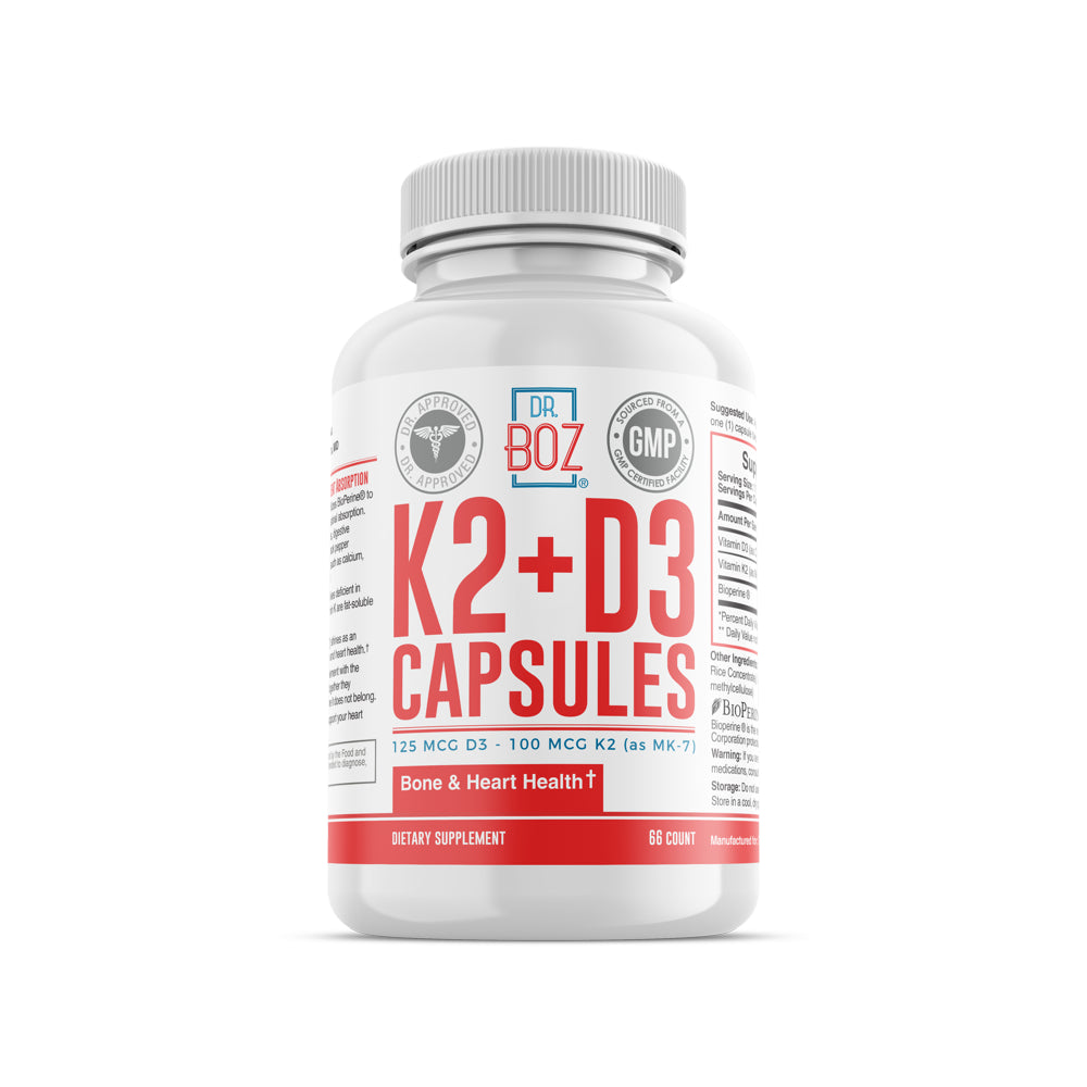 Dr. Boz Vitamin K2+D3 Capsules with Bioperine® [K2+D3 – 66 Count]