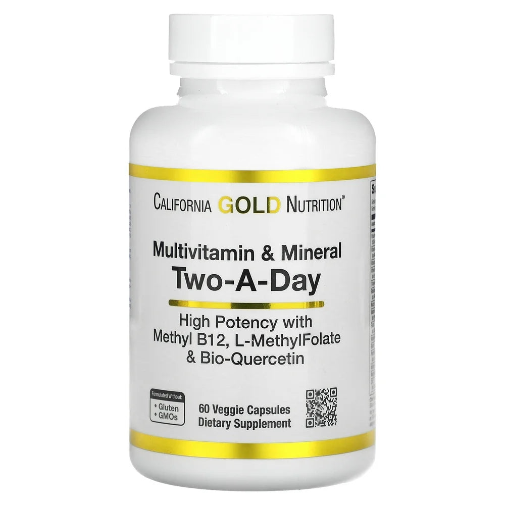 California Gold Nutrition Multivitamin and Mineral, Two-A-Day, 60 Veggie Capsules