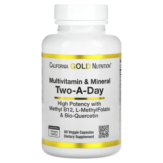 California Gold Nutrition Multivitamin and Mineral, Two-A-Day, 60 Veggie Capsules