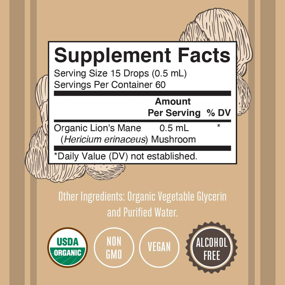 Maryruth'S | USDA Organic Lionâ€™S Mane Mushroom Liquid Drops | Nootropic Herbal Supplement | Vegan, Non-Gmo | 1 Fl Oz / 30 Ml