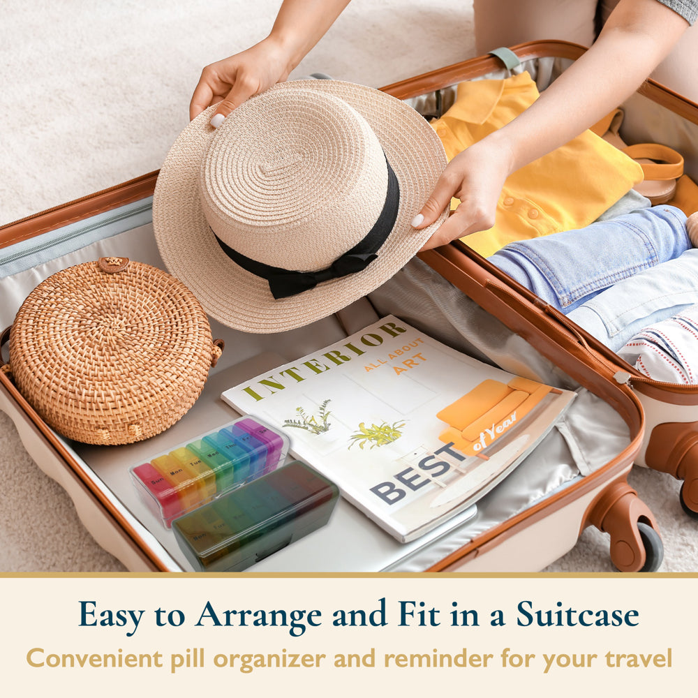 Comfitime Pill Organizer – Weekly Medicine Organizer, 2 Times a Day, Travel Pill Box with AM/PM Daily Pill Containers, 7 Day Pill Case Holder for Medication & Vitamin Supplement, Pill Dispenser/Sorter