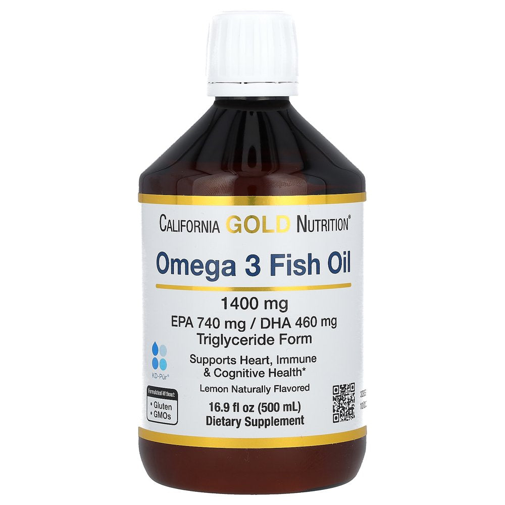 California Gold Nutrition Norwegian Omega-3 Fish Oil, Natural Lemon Flavor, 16.9 Fl Oz (500 Ml)