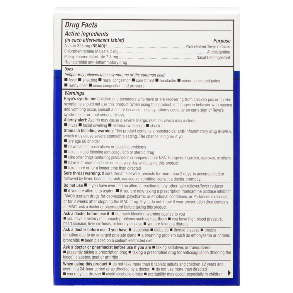 Equate Effervescent Cold Relief, 48 Tablets