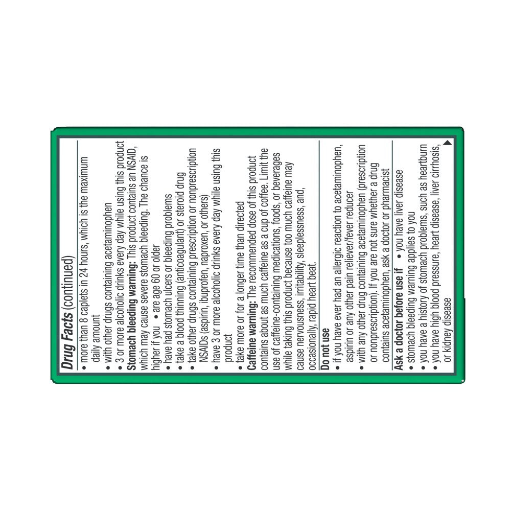 Excedrin Pain Reliever Aid Acetaminophen Caplets Extra Strength, 24 Count