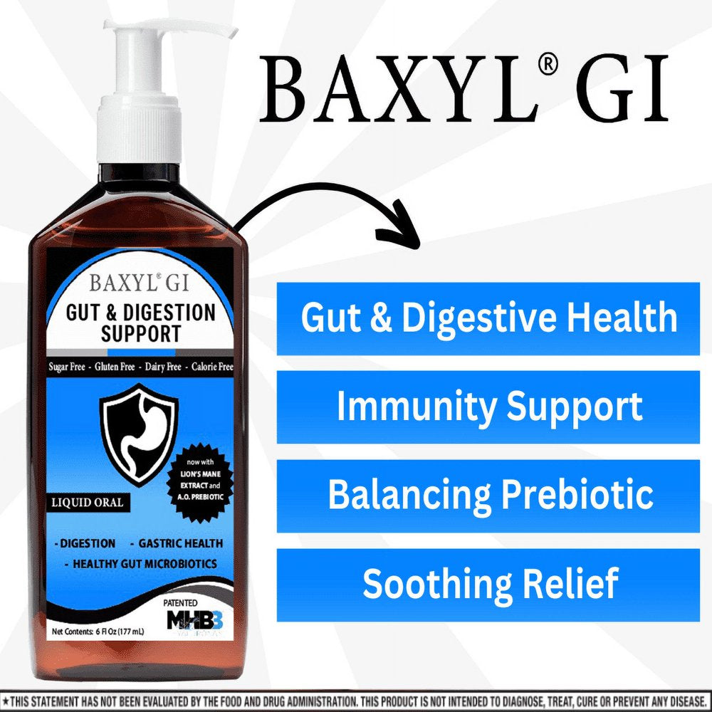 Baxyl GI - Gut Health & Digestive Support Liquid with Prebiotic - 36 Day Supply