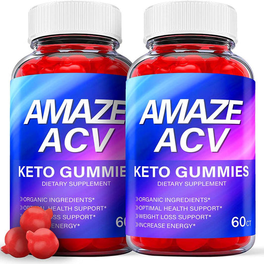 (2 Pack) Amaze Keto ACV Gummies - Supplement for Weight Loss - Energy & Focus Boosting Dietary Supplements for Weight Management & Metabolism - Fat Burn - 120 Gummies - Nutricity.com.au