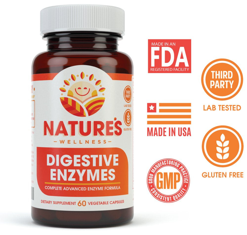 Digestive Enzymes Complete - Advanced Multi Enzyme Supplement for Better Digestion & Absorption. Help Gas Relief, Discomfort, Bloating, IBS, Gluten & Lactose Intolerance