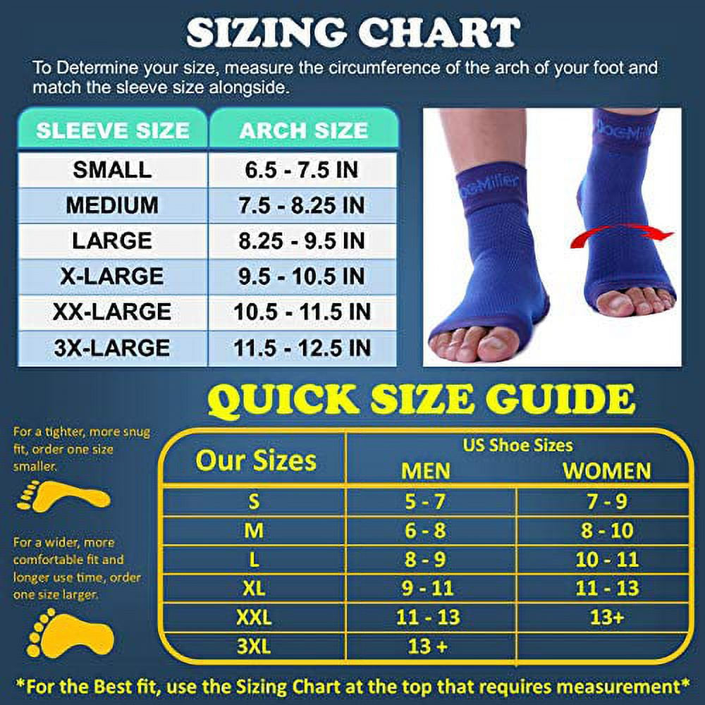 Doc Miller Ankle Compression Sleeve - Heel Brace for Heel Pain - Plantar Fasciitis Foot Wrap for Ankle Support and Neuropathy Relief - 1 Pair Blue Plantar Fasciitis Wrap - X-Large Size