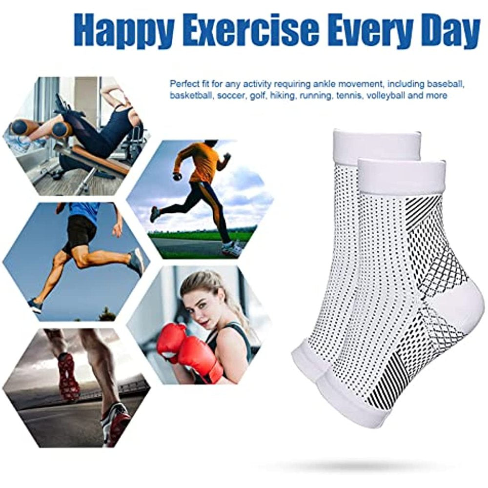 4Pairs Neuropathy Socks for Women and Men, Soothe Relief Compression Socks, Ankle Brace for Plantar Fasciitis Sleeve Soothe-Black B L/XL