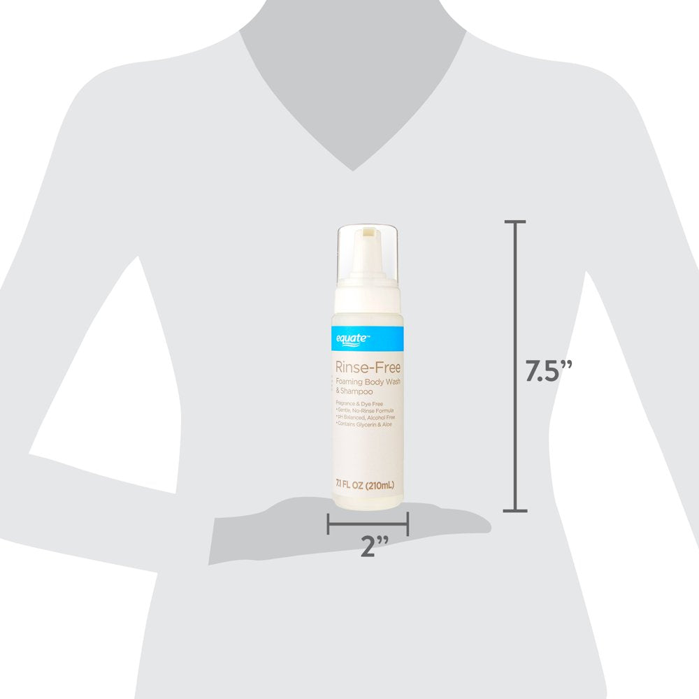 Equate Rinse-Free Foaming Body Wash & Shampoo, No Rinse Formula, 7.1 Fl Oz