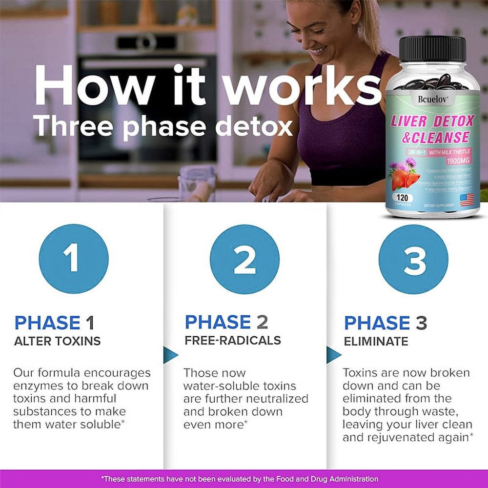 Bcuelov 28+ Herbs - Premium Liver Health Formula - Liver Support Detox Cleansing Capsules